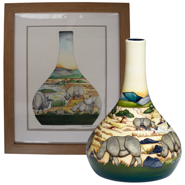 Renoster - Vase + Watercolour