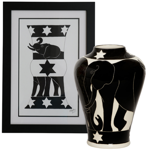 Elephant Carousel - Vase + Watercolour