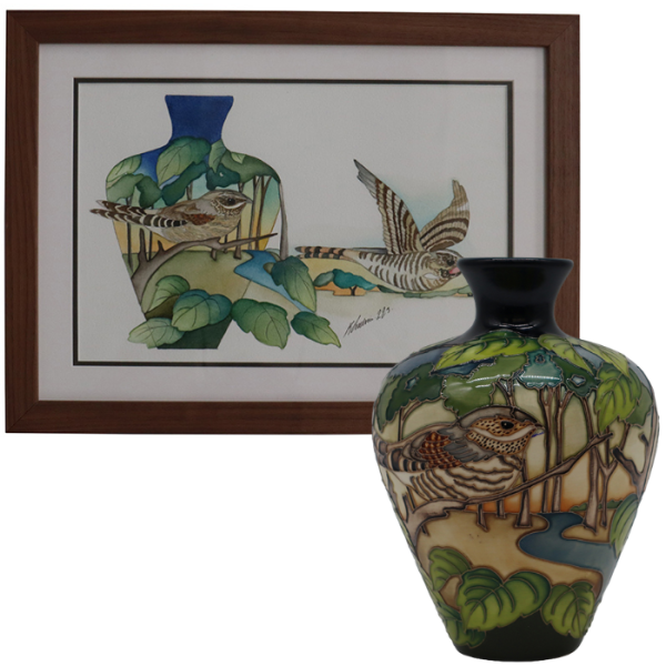 Nightjar - Vase + Watercolour
